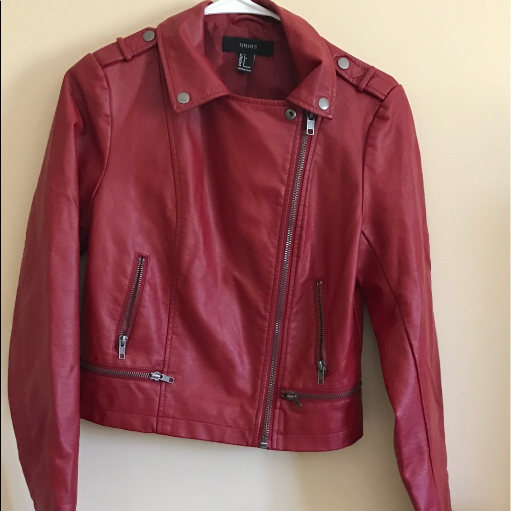 Red Faux leather jacket
